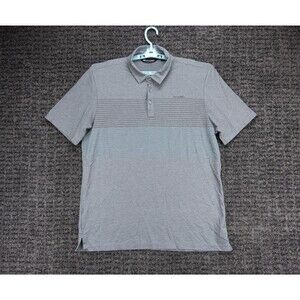 Travis Mathew Shirt Mens XL Gray Striped Performance Polo Casual Preppy Golf